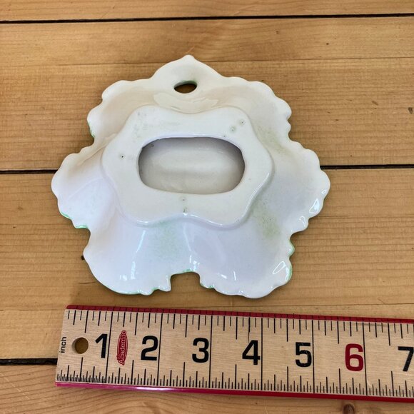 Cabbage Lettuce Leaf Shape Ceramic Small Tray Dish White with Green 6" - Picture 5 of 5